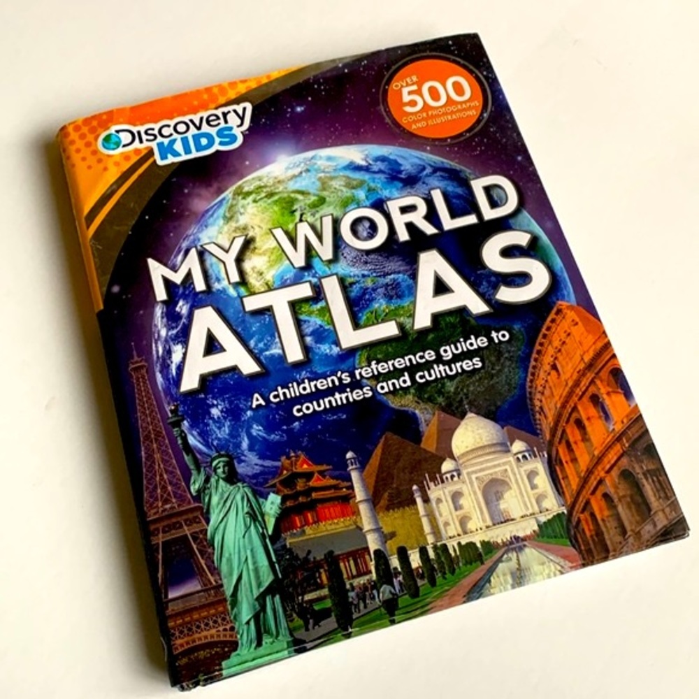 DISCOVERY “My World Atlas” Books Education Facts Book Illustration